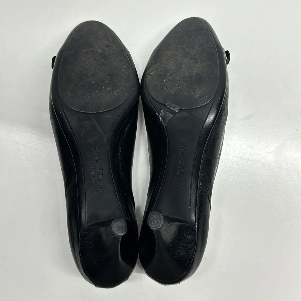 Salvatore Ferragamo Heels Low Heel Pump Shoes Ganici Bit Black Silver Size 6 B